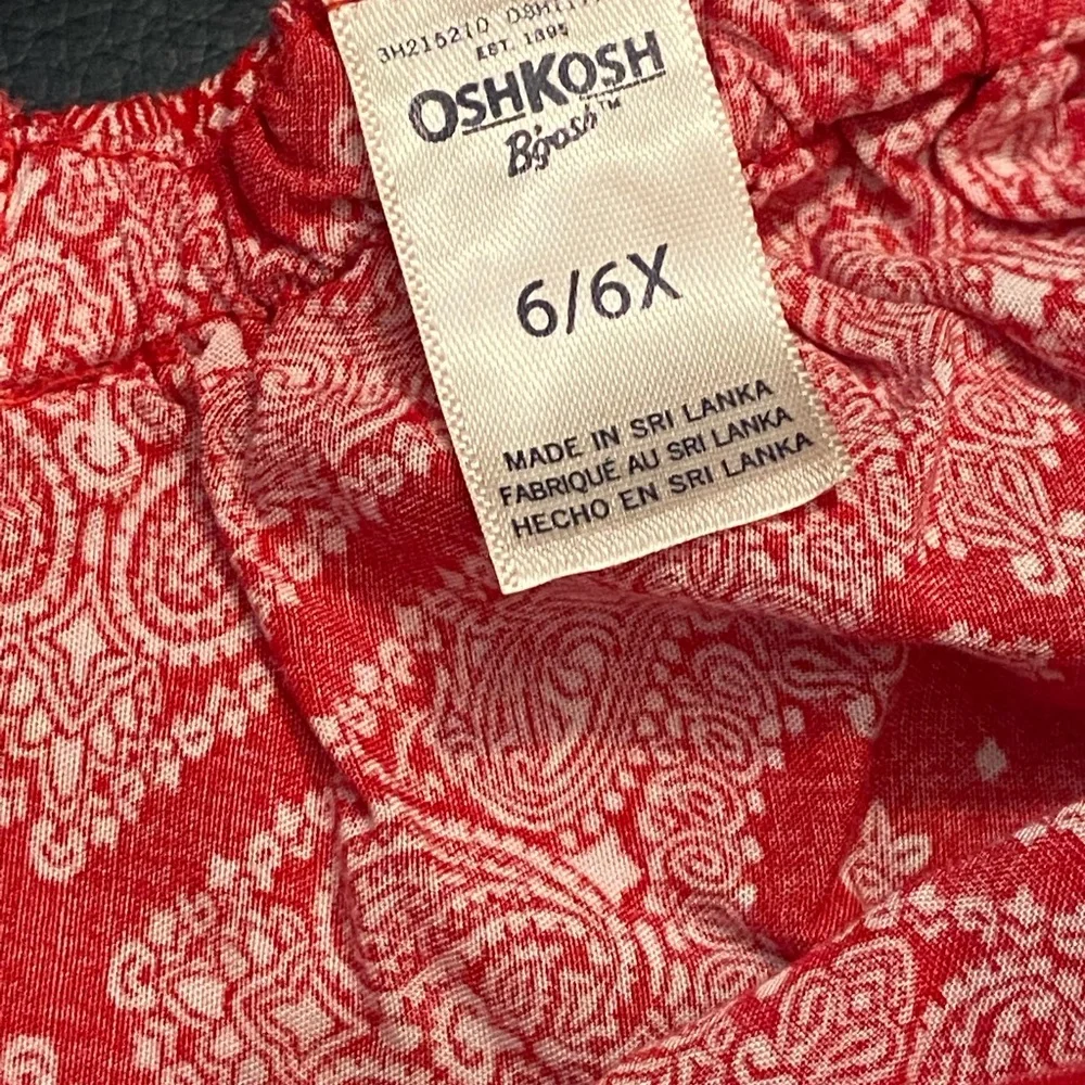 OshKosh Girls Red & White Sleeveless Bandana Top Size 6 or 6X